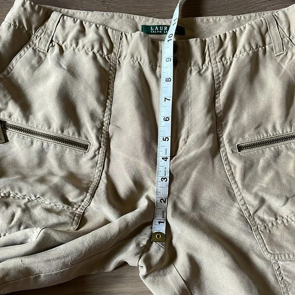 Lauren Ralph Lauren 100% Silk Modern Minimalist Cargo Pants Size 8 - Picture 5 of 10